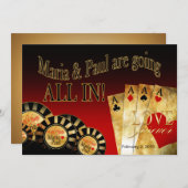 ポールラスベガスデラックス結婚ズ |赤い黒の金ゴールド 招待状 (正面/裏面)