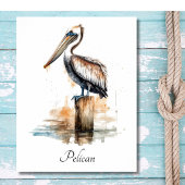 ポール上に立つペリカンのカスタマイズ可能 ポスター