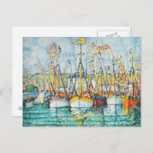 ポール賛美・シニャックによるグロイでのマグロ船団の ポストカード (正面/裏面)