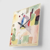 ポール·クリー·アート：哀れな水彩、赤 スクエア壁時計 (傾斜)