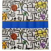 ポール・クレー「リッチポート」モダン抽象芸術 シャワーカーテン (正面)