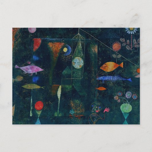 ポール・クレー「魚の魔法」抽象画 グラフィックアート ポストカード (正面)