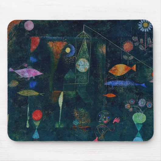 ポール・クレー「魚の魔法」抽象画 グラフィックアート マウスパッド (正面)