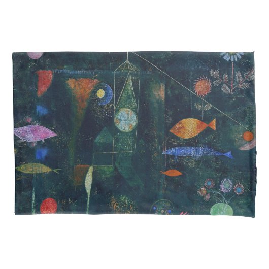 ポール・クレー「魚の魔法」抽象画 グラフィックアート 枕カバー (正面)