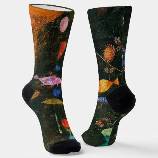 ポール・クレー 魚の魔法 抽象画 超現実主義アート ソックス (傾斜あり)