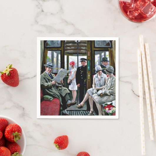 ポール・グスターブフィッシャー美術 – コペンハーゲン電車内 スタンダードカクテルナプキン (インサイチュ)