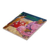 ポール・ゴーガン - タヒチの女性たち、ビーチにて タイル (側面)