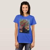 ポール・ゴーギャンによる花と猫 ヴィンテージ ファインアート Tシャツ (正面フル)