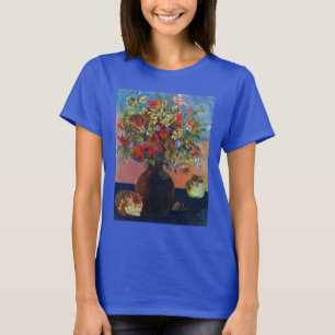 ポール・ゴーギャンによる花と猫 ヴィンテージ ファインアート Tシャツ