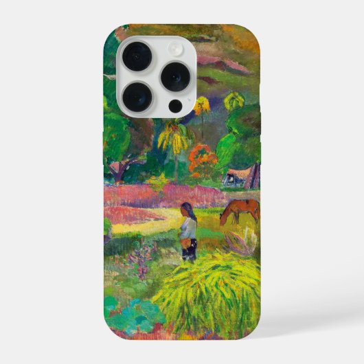 ポール・ゴーギャンによる「テ・ファレ、家」風景画アート iPhoneケース (裏面)