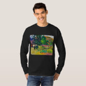 ポール・ゴーギャンによる「テ・ファレ、家」風景画アート Tシャツ (正面フル)