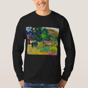 ポール・ゴーギャンによる「テ・ファレ、家」風景画アート Tシャツ