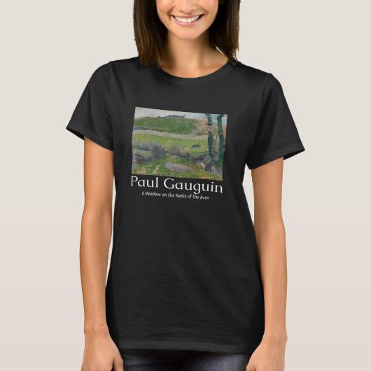 ポール・ゴーギャン オヴァン川のほとりの牧草地の芸術 Tシャツ (正面)