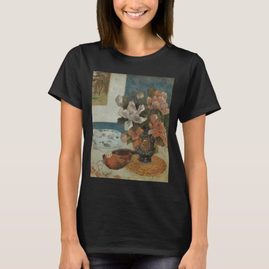 ポール・ゴーギャン「中国の芍薬とマンドリン」 Tシャツ (正面)