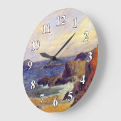 ポール・ゴーギャン-岩が多い海岸のファインアートの絵画 ラージ壁時計 (傾斜)