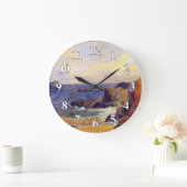 ポール・ゴーギャン-岩が多い海岸のファインアートの絵画 ラージ壁時計 (ホーム)