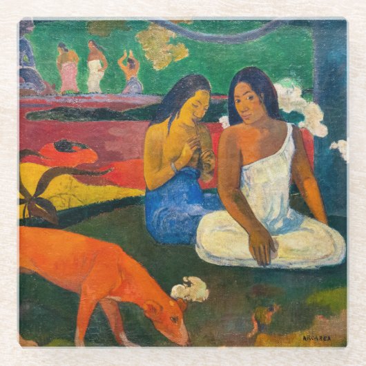 ポール・ゴーギャン - 快楽(赤い犬) ガラスコースター (正面)