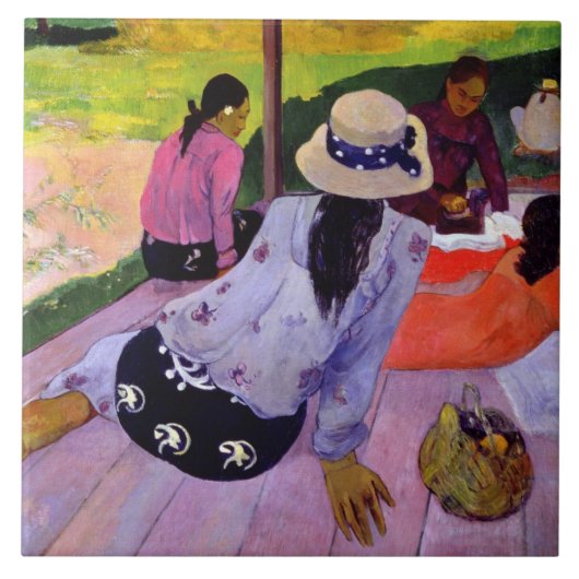 ポール・ゴーギャン|昼寝1891-2年(キャンバスの油) タイル (正面)