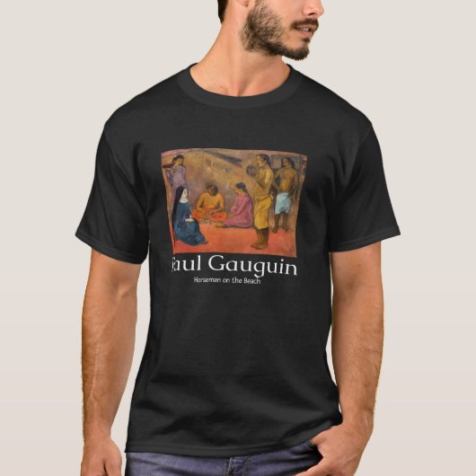 ポール・ゴーギャン 海岸の騎手 アート グラフィック ヴィン Tシャツ (正面)