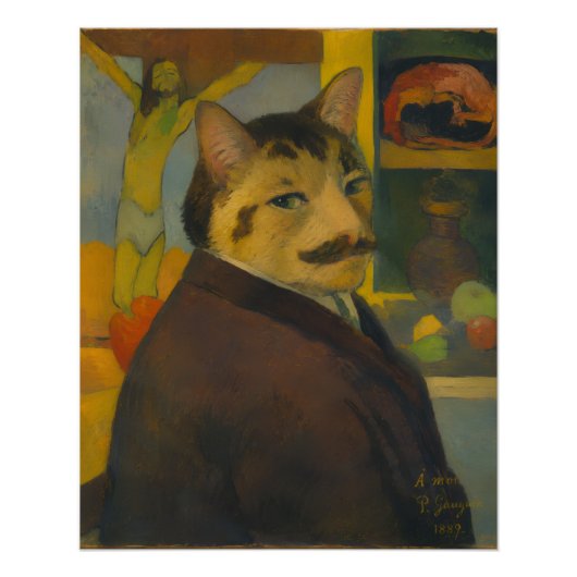 ポール・ゴーギャン《猫の自画像》 ポスター (正面)