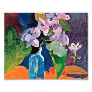 ポール・ゴーギャン-花および偶像(Cが付いている静物画 フォトプリント           