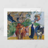 ポール・ゴーギャン – 農民の女性と牛の風景 ポストカード (正面/裏面)