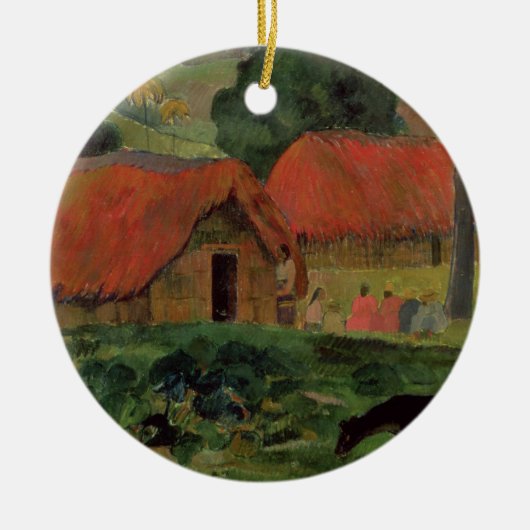 ポール・ゴーギャン| 3つの小屋、タヒチ1891-92年(oi セラミックオーナメント (正面)