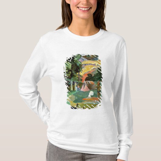 ポール・ゴーギャン| Matamoeまたは、孔雀との景色 Tシャツ (正面)