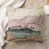 ポール・ゴーギャン| Tahitianの景色(w/c紙で) クッション (ブランケット)