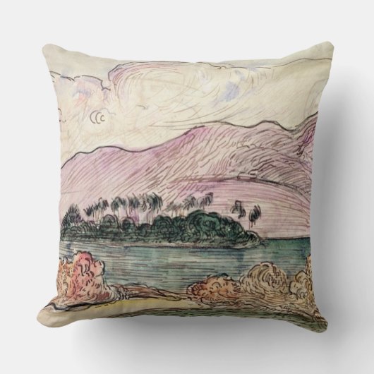 ポール・ゴーギャン| Tahitianの景色(w/c紙で) クッション (正面)