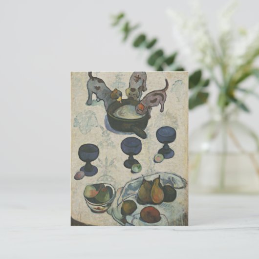 ポール・ゴーギンの3人の子犬との静かな生活 ポストカード (スタンド正面)