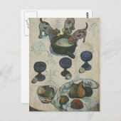 ポール・ゴーギンの3人の子犬との静かな生活 ポストカード (正面/裏面)