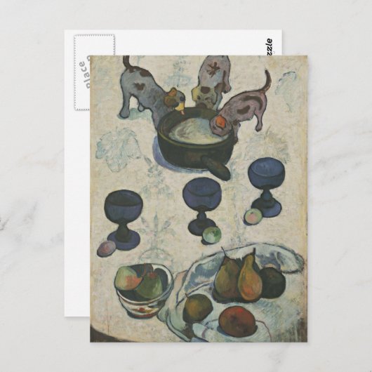 ポール・ゴーギンの3人の子犬との静かな生活 ポストカード (正面/裏面)