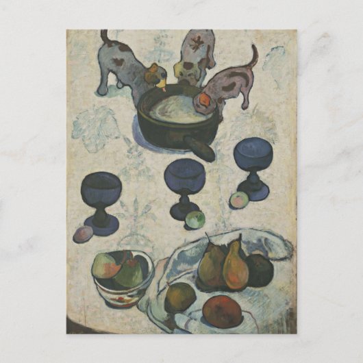 ポール・ゴーギンの3人の子犬との静かな生活 ポストカード (正面)