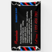 ポール・サプライ・サービス黒赤海軍理容師店 横断幕 (縦)