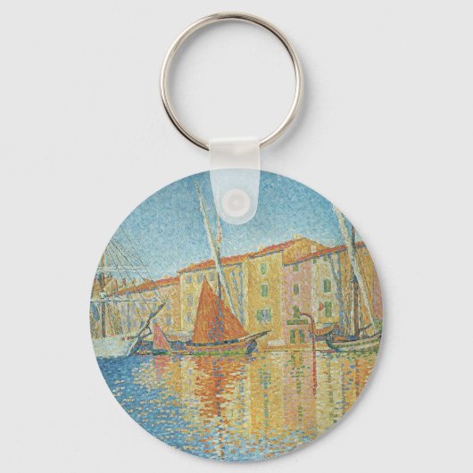 ポール・シニャックによる赤ブイ、ヴィンテージ・ポインティリズム キーホルダー (正面)