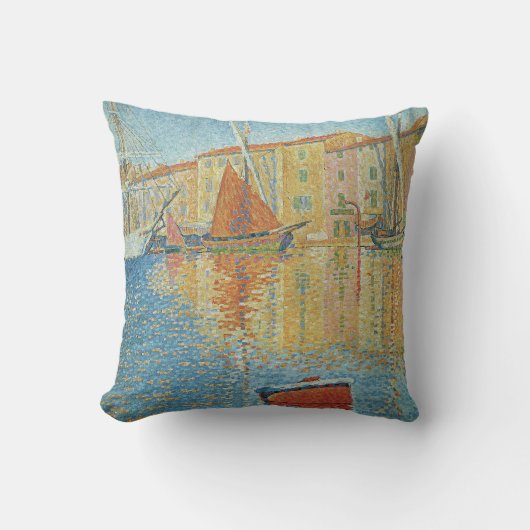 ポール・シニャックによる赤ブイ、ヴィンテージ・ポインティリズム クッション (正面)