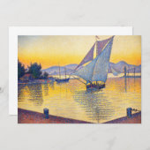 ポール・シニャック - 夕焼けの港、作品236 サンキューカード (正面/裏面)