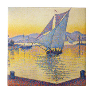 ポール・シニャック - 夕焼けの港、作品236 タイル