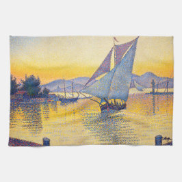 ポール・シニャック「日没の港、作品236」 キッチンタオル
