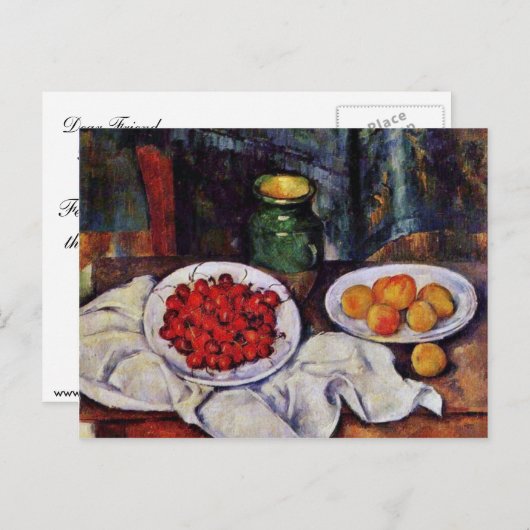 ポール・セザンによるさくらんぼと桃との静物生活 ポストカード (正面/裏面)