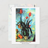 ポール・セザンヌによるチューリップ付きスチルライフ花瓶 ポストカード (正面/裏面)