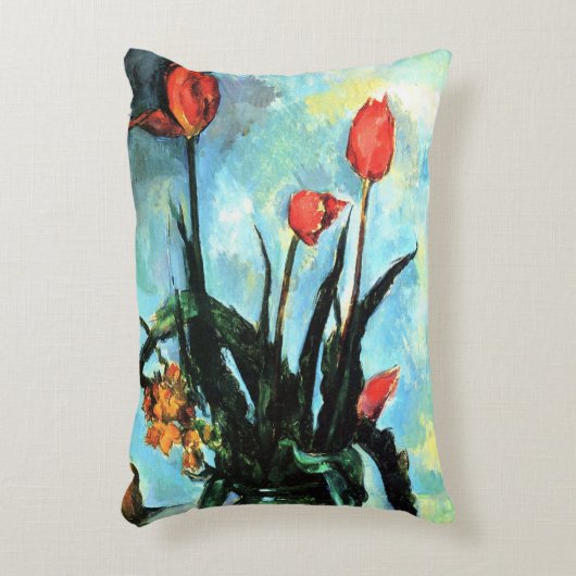 ポール・セザンヌによる花瓶のチューリップヴィンテージ・アート アクセントクッション (正面(垂直))