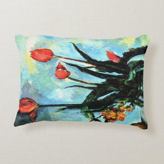 ポール・セザンヌによる花瓶のチューリップヴィンテージ・アート アクセントクッション (裏面)