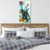 ポール・セザンヌによる花瓶のチューリップヴィンテージ・アート キャンバスプリント (インサイチュ (寝室))