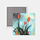 ポール・セザンヌによる花瓶のチューリップヴィンテージ・アート マグネット (正面/裏面)