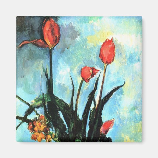 ポール・セザンヌによる花瓶のチューリップヴィンテージ・アート マグネット (正面)