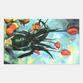 ポール・セザンヌによる花瓶のチューリップヴィンテージ・アート 長方形シール (正面)