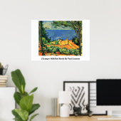 ポール・セザンヌによる赤い屋根のレスタケ ポスター (ホームオフィス)