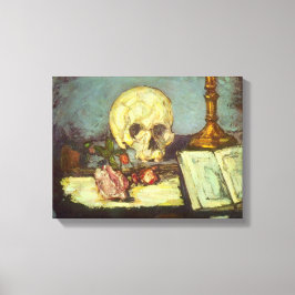 ポール・セザンヌによる静物画（スカル、キャンドル、書籍） キャンバスプリント